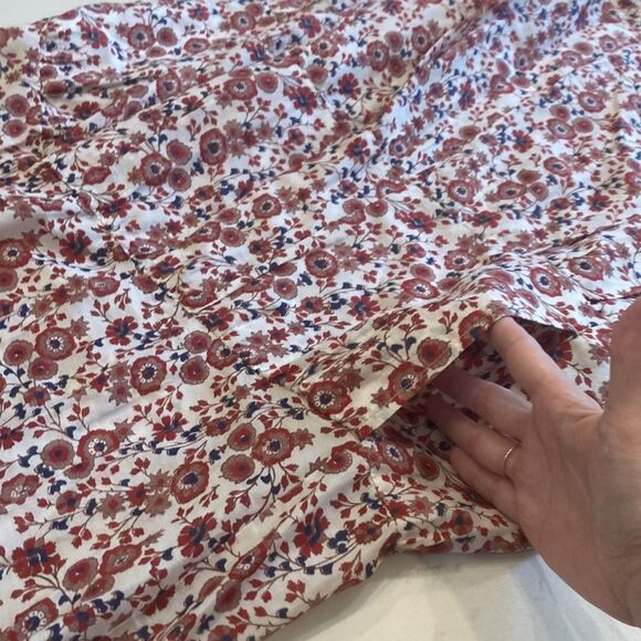 XIRENA Dalyn Cotton Silk Red Floral Long Ballon Sleeve Tiered Mini Dress XS - Picture 7 of 8